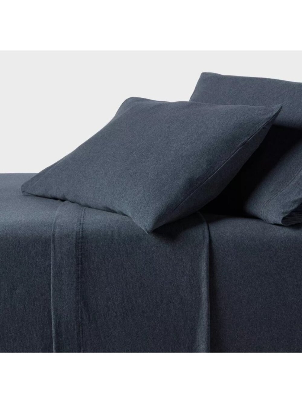 Threshold 100% Cotton Jersey Heathered Dark Blue Queen Size 4 Piece Sheet Set